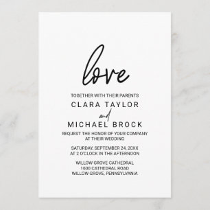 Whimsical Calligraphy Love Wedding Kaart