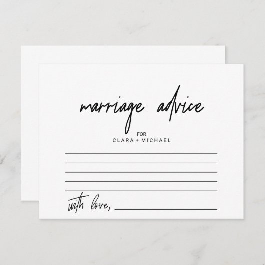Whimsical Calligraphy Marriage Advice Kaarten (Voorkant / Achterkant)