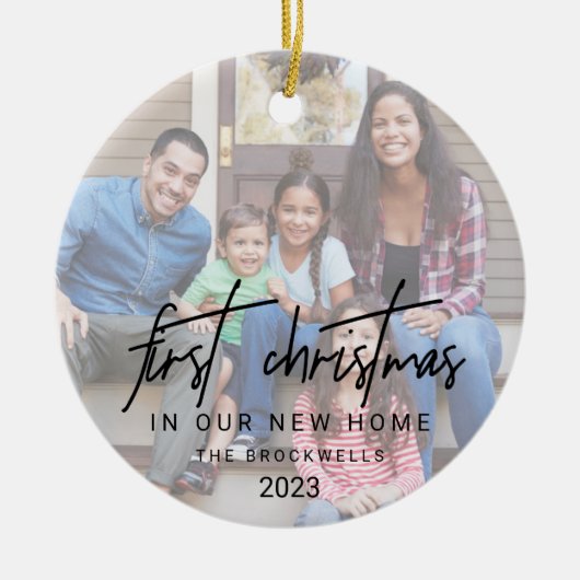 Whimsical Calligraphy New Home kerst Keramisch Ornament (Voorkant)