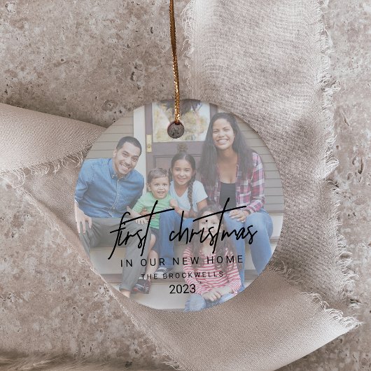 Whimsical Calligraphy New Home kerst Keramisch Ornament