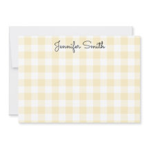 Whimsical Calligraphy Pastel Lemon Yellow Gingham