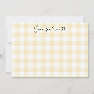 Whimsical Calligraphy Pastel Lemon Yellow Gingham Notitiekaartje