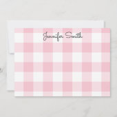 Whimsical Calligraphy Pastel Pink Large Gingham Notitiekaartje (Voorkant)