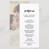 Whimsical Calligraphy Photo Back Dinner Menu Kaart (Voorkant / Achterkant)