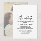 Whimsical Calligraphy Photo Back Let's Celebrate Kaart (Voorkant / Achterkant)