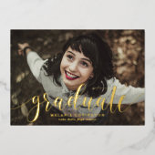 Whimsical Calligraphy Photo Graduparty Folie Uitnodiging (Voorkant)