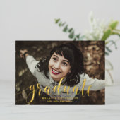 Whimsical Calligraphy Photo Graduparty Folie Uitnodiging (Staand Voorkant)