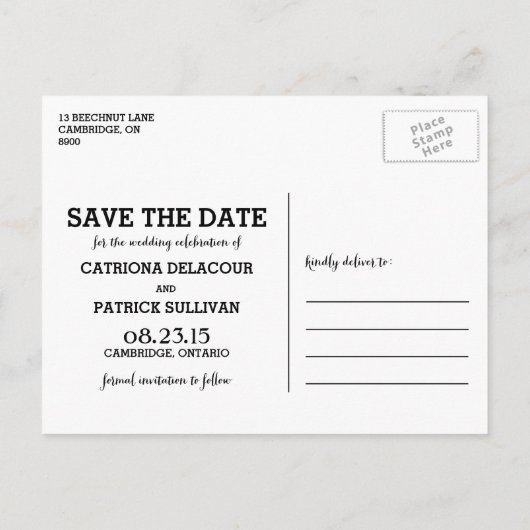 Whimsical Calligraphy Photo Save the Date Briefkaa Aankondigingskaart (Achterkant)