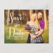 Whimsical Calligraphy Photo Save the Date Briefkaa Aankondigingskaart (Voorkant)
