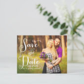 Whimsical Calligraphy Photo Save the Date Briefkaa Aankondigingskaart (Staand voorkant)