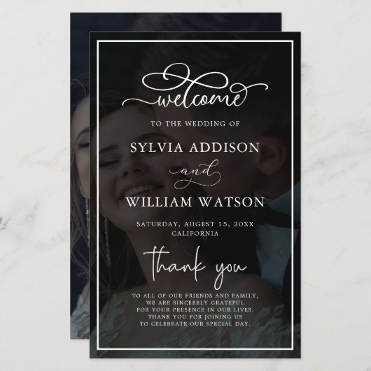 Whimsical Calligraphy Photo Wedding Ceremony (Voorkant / Achterkant)