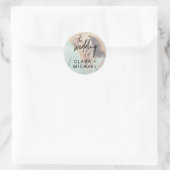 Whimsical Calligraphy Photo Wedding Envelope Seals Ronde Sticker (Tas)