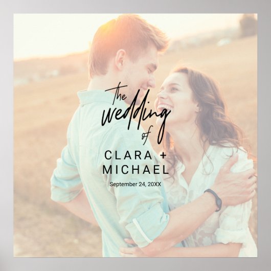 Whimsical Calligraphy Photo Wedding Guest Signing Poster (Voorkant)