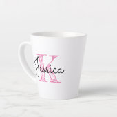 Whimsical Calligraphy Pink and Black Monogram Latte Mok (Linkerhoek)