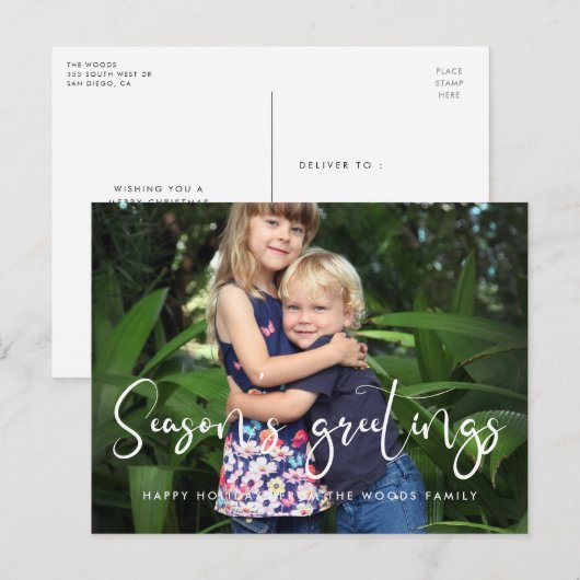 Whimsical calligraphy Sason's Greetings foto Briefkaart (Voorkant / Achterkant)