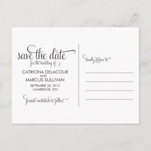 Whimsical Calligraphy Save the Date Briefkaart (Achterkant)