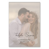 Whimsical Calligraphy Script Faded Photo Weddensch Kaart (Achterkant)