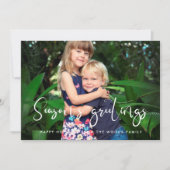 Whimsical Calligraphy Season's Greetings Foto Feestdagenkaart (Voorkant)