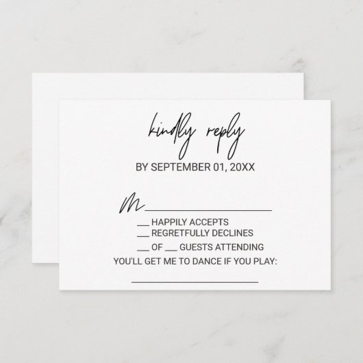 Whimsical Calligraphy Song Request RSVP Card (Voorkant / Achterkant)