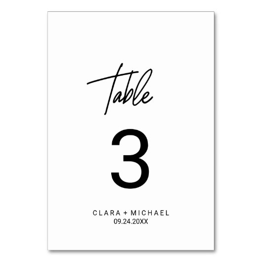 Whimsical Calligraphy Table Number Kaart (Achterkant)