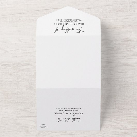 Whimsical Calligraphy the Wedding of All In One Uitnodiging (Buitenkant)