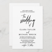 Whimsical Calligraphy the Wedding of Kaart (Voorkant / Achterkant)