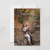Whimsical Calligraphy Trouwfoto Verloving Save The Date (Voorkant)