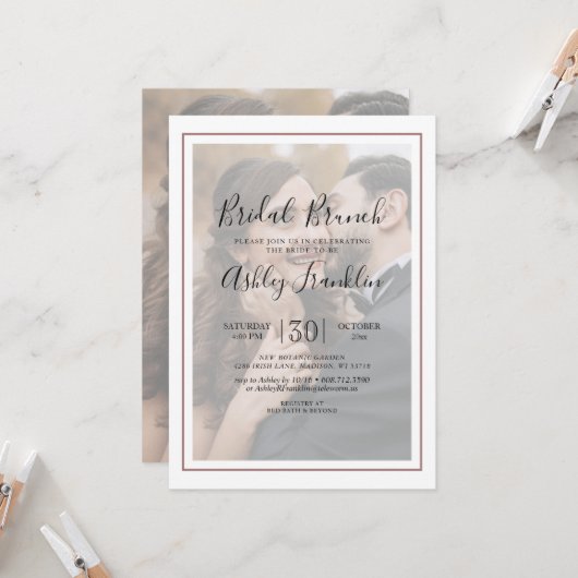 Whimsical Calligraphy Vellum Photo Vrijgezellenfee Kaart (Voorkant / Achterkant in situ)