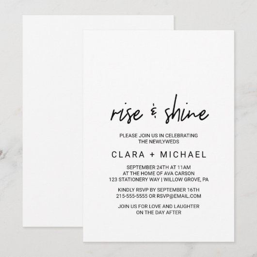 Whimsical Calligraphy Wedding Brunch Kaart (Voorkant / Achterkant)