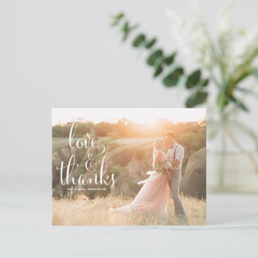 WHIMSICAL CALLIGRAPHY WEDDING DANK U BRIEFKAART (Staand voorkant)