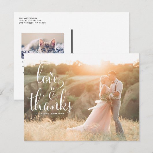 WHIMSICAL CALLIGRAPHY WEDDING DANK U BRIEFKAART (Voorkant / Achterkant)