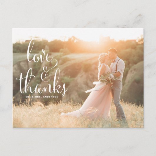 WHIMSICAL CALLIGRAPHY WEDDING DANK U BRIEFKAART (Voorkant)