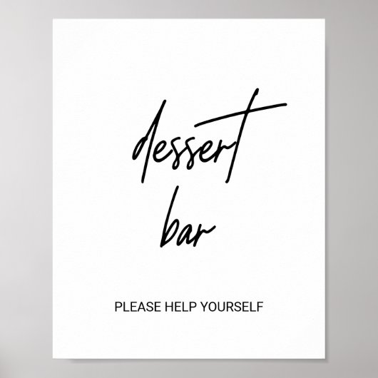 Whimsical Calligraphy Wedding Dessert Bar Sign Poster (Voorkant)
