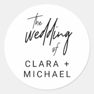 Whimsical Calligraphy Wedding Envelope Seals Ronde Sticker