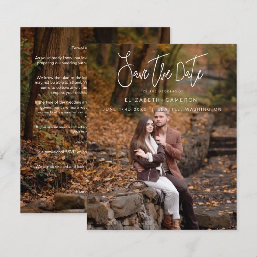 Whimsical Calligraphy Wedding Photo Engagement (Voorkant / Achterkant)