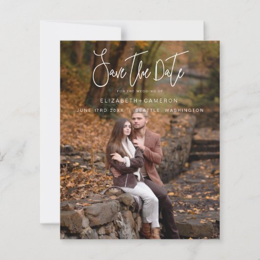 Whimsical Calligraphy Wedding Photo Engagement (Voorkant)