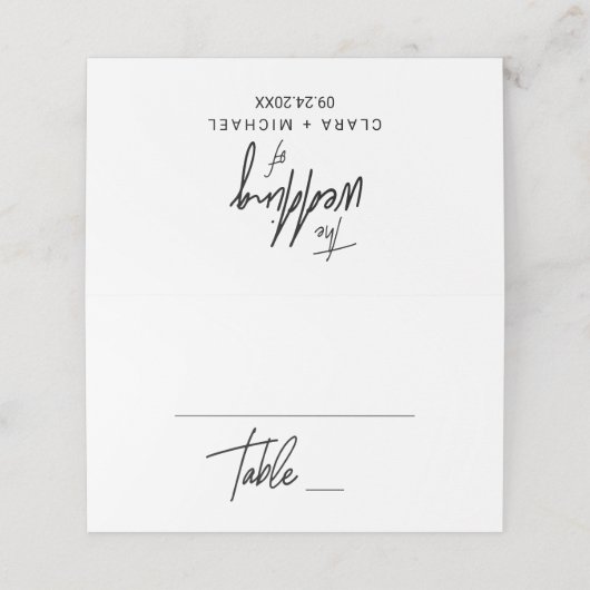 Whimsical Calligraphy Wedding Plaatskaartje (Buitenkant ongevouwen)