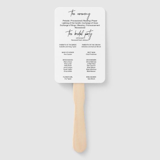 Whimsical Calligraphy Wedding Program Handwaaier (Achterkant)