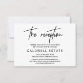 Whimsical Calligraphy Wedding Reception Kaart (Voorkant)