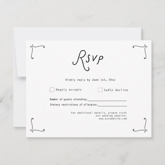 Whimsical Calligraphy Wedding RSVP Card (Voorkant)