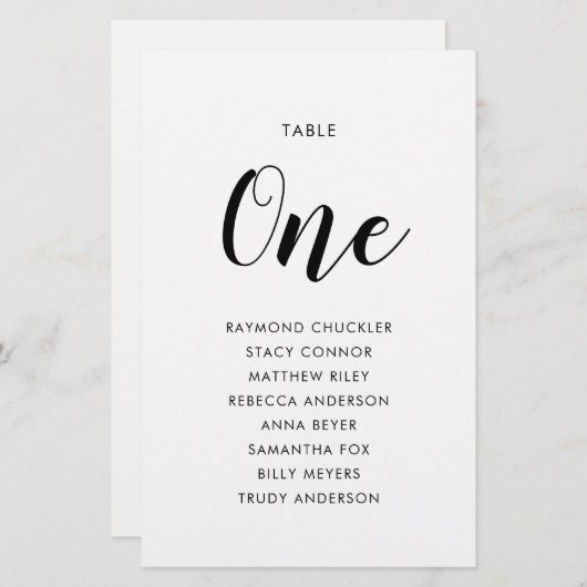 Whimsical Calligraphy Wedding Seating Chart (Voorkant / Achterkant)