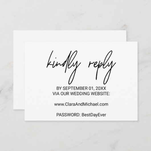 Whimsical Calligraphy Wedding Website RSVP Card (Voorkant / Achterkant)