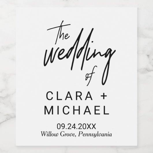 Whimsical Calligraphy Wedding Wijn Etiket (Enkel label)