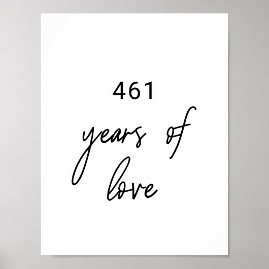 Whimsical Calligraphy Years of Love Wedding Sign Poster (Voorkant)