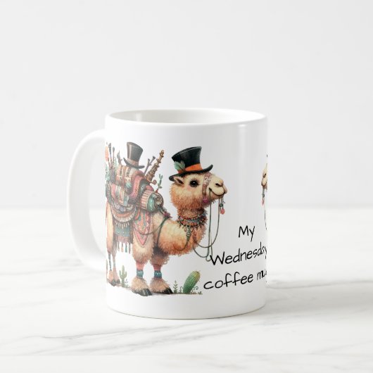 Whimsical Camel woensdag Hump Day Koffiemok (Voorkant links)