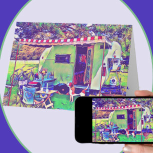 Whimsical  Camper Trailer Happy Retirement Kaart