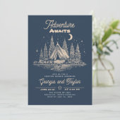 Whimsical Camping Koppels Bruiloftfeest Avontuur W Kaart (Staand voorkant)