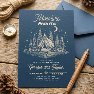 Whimsical Camping Koppels Bruiloftfeest Avontuur W Kaart