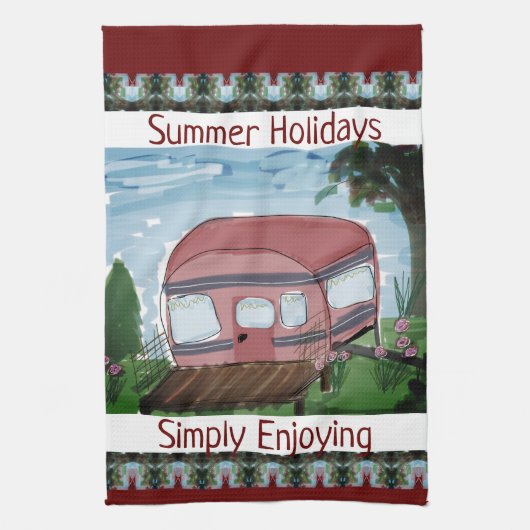 Whimsical Camping Ontworpen Theedoek (Verticaal)