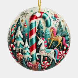 Whimsical Candy Cane Forest Kerstversiering – P Keramisch Ornament